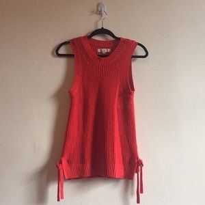 Loft red sweater tank sz S bow sides
